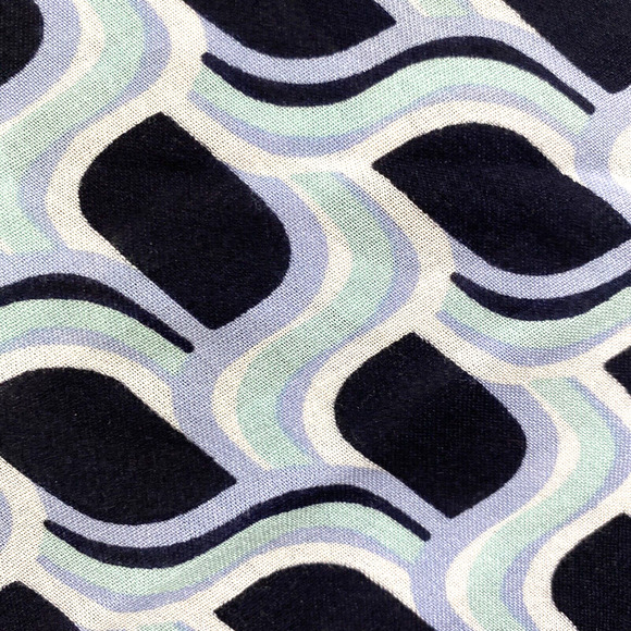 Large Square Scarf Soft Rayon Blend Black Blue White Mint Green Geometric 35" - Picture 6 of 6